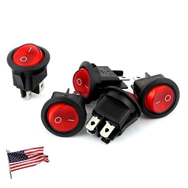 Imagem de Rocker Switch Navio dos EUA 5pcs AC 16A 250V DPST ON/OFF 4 pinos Round Rocker Boat Switch Vermelho KCD1-224