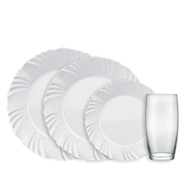 Imagem de Aparelho de Jantar Duralex Nadir Pétala com Copos Favo 16 Peças