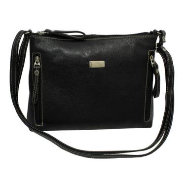 Imagem de Bolsa Feminina Couro Transversal Bls294 4 Ziperes - Doras Bolsas, Pret