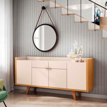 Imagem de Buffet HB Móveis Melodia 4 Portas 2 Gavetas - HB Moveis, Off White/Cin