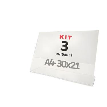 Imagem de Display A4  (Horizontal) 30x21 Acrílico (PS) L Expositor Suporte Pix Q