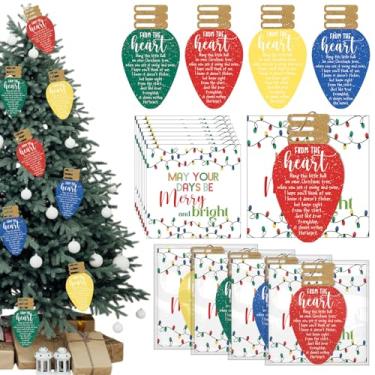 Imagem de Briwooody 8 peças de presente de agradecimento da amizade de Natal, enfeite de pendurar em forma de lâmpada de acrílico com glitter, placa com cartão de felicitações, decoração de árvore de Natal,