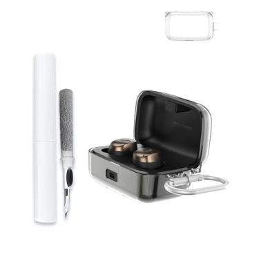 Imagem de Capa para Sennheiser Momentum True Wireless 3/Momentum True Wireless 4, capa protetora de TPU macio transparente com chaveiro e kit de limpeza para mulheres e homens à prova de choque, transparente