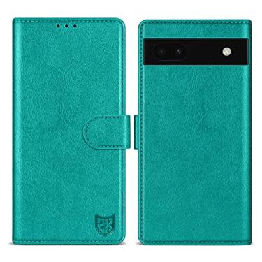 Imagem de ZZXX Capa carteira para Google Pixel 6a com [bloqueio RFID] com compartimento para cartão, fecho magnético, capa protetora de couro dobrável para celular Google Pixel 6a (azul lago, 15,5 cm)