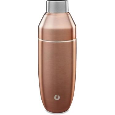 Imagem de SNOWFOX Coqueteleira premium de aço inoxidável isolada a vácuo, acessórios para bar doméstico, batedeira elegante, tampa à prova de vazamento, tampa à prova de vazamento, com jigger e embutida, em