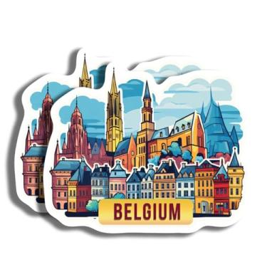 Imagem de Adesivos da Bélgica - Decalque de 12,7 cm - Marcos famosos - para bagagem, laptop, garrafa de água, carro, álbum de recortes - Lembrança da Bélgica - Mais de 130 opções para escolher - Impresso em