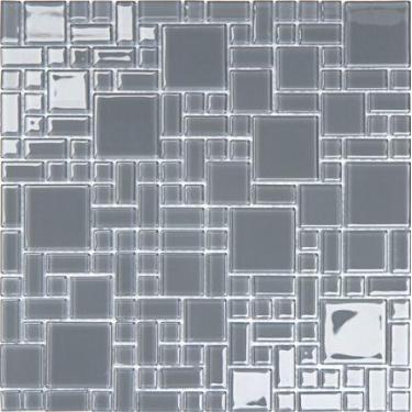 Imagem de Pastilha de Vidro CM91 - CRISTAL MOSAIC CINZA 30x30cm - Glass Mosaic
