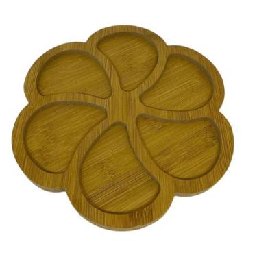 Imagem de Petisqueira Bambu 6 Divisórias Petiscos Frios Queijo Flor - Jolitex Te