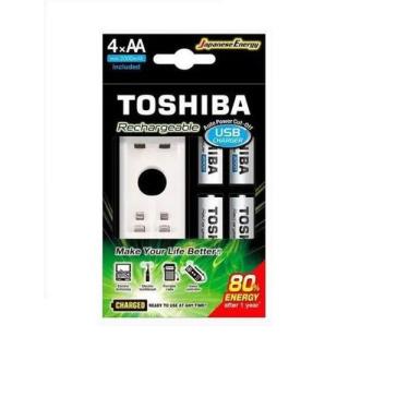 Imagem de Carregador de pilhas tipo aa/aaa toshiba (com 4 pilhas aa 2000mah)
