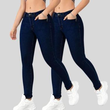 Imagem de KIT 2 Calças Jeans Feminina Cintura Alta Skinny com Lycra - SK Jeans, 
