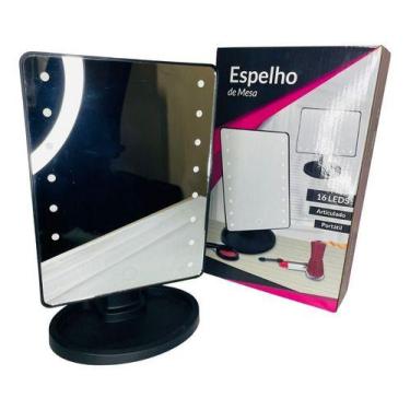 Imagem de Espelho Mesa Portátil 16 Leds Botão Touch À Pilha Cabo Usb - Kadê, Pre