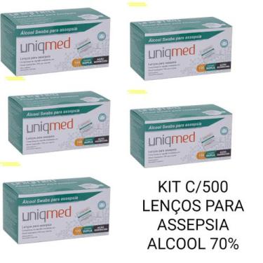 Imagem de kit 500 Álcool Swab Uniqmed Para Assepsia Bancada e Objetos