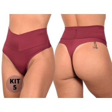Imagem de Kit 5 Calcinhas Feminina Fio Duplo Cós Alto Lingerie Modeladora Cintur
