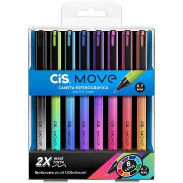 Imagem de Caneta Esferográfica Move 0.7mm C/ 8 Cores Vibrantes Cis