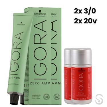 Imagem de Igora Zero Amm 2X3/0 Castanho Escuro 60 Ml + 2 Ox 20 Vol