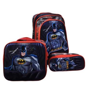 Imagem de Kit Mochila Escolar Infantil com Lancheira de Menino Imagem 3d Lançame