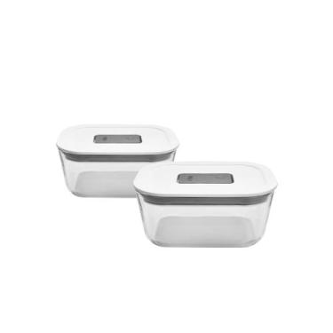 Imagem de Kit 2 Peças Pote Hermético 370ml Vidro Marmita Forno Freezer - OU, Bra