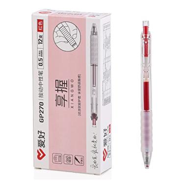 Imagem de czxwyst GP270 Canetas de tinta gel recarregáveis e retráteis com cabo macio, grande capacidade, ponta fina de 0,5 mm, pacote com 12 (vermelho)