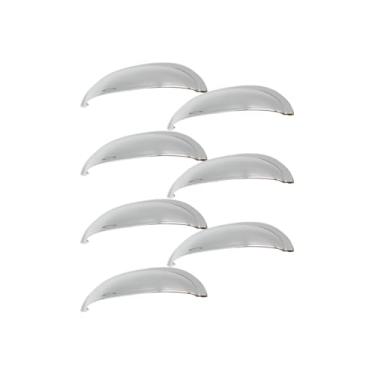 Imagem de 7 Unidades Puxador De Guarda Roupa Armario Concha Meia Lua 64mm (Cromado)