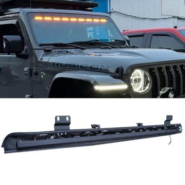 Imagem de XIAOYUANZI Barra de luz LED ABS luz de condução de carros interior fita de vidro holofote para Je ep JL Wrangler 2018+, para-brisa para-sol apenas barras de luz amarela, J9035