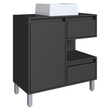 Imagem de Gabinete Suspenso 80 cm Cuba Branca BL2001 Grafite FAEM - Milani Store