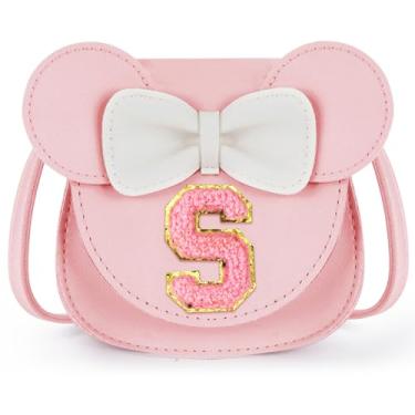 Imagem de URSKYTOUS Bolsa infantil presente para meninas pequenas orelhas de rato laço bolsa transversal rosa linda bolsa de ombro PU, P