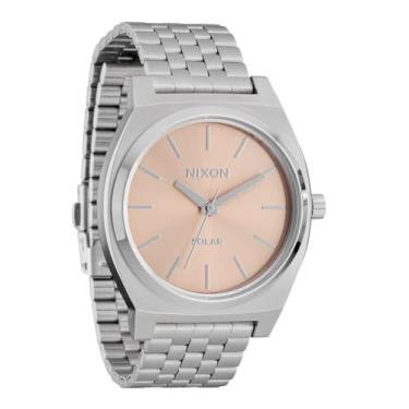 Imagem de Nixon Relógio masculino Time Teller Solar Prata/Salmão 40,5 mm, prata/salmão, Caixa de tempo solar