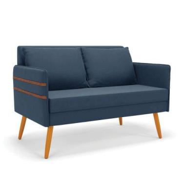 Imagem de Namoradeira 02 Lugares Mari Suede Pés Palito Castanho - D'rossi Cor Az