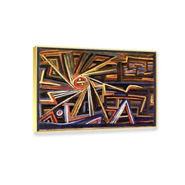 Imagem de JZSDGB Gold Frame 'Rayonnement et rotation'Canvas Art Print por Paul Klee - Reprodução de pintura famosa em tela fina arte de parede abstrata giclée imagens em tela para decoração de casa 40 x 55 cm