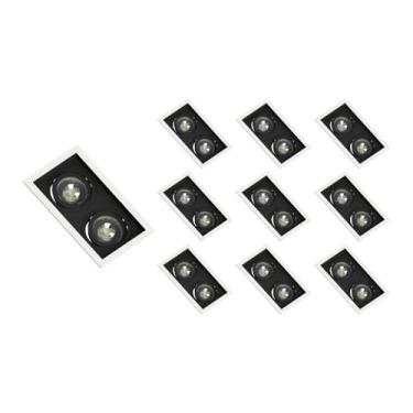 Imagem de 10 Spots de Embutir Recuado Save Energy para 2 Lâmpadas Par 20 E27 Bivolt Branco/Preto