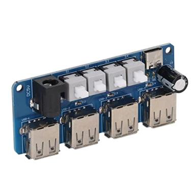 Imagem de Módulo de Expansão de Energia, Controle de Botão 4 Canais USB Power Splitter, Tamanho Compacto Peso Leve Conveniente para a Vida, Com Placa de PCB, para Conversão de Energia DC