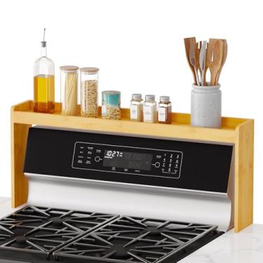 Imagem de SpaceAid Prateleira de bambu para temperos sobre o fogão, organizador de cozinha de 80 cm, prateleira superior de temperos, armazenamento de bancada de 29,5 cm de altura, prateleira de organização