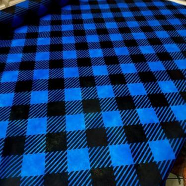 Imagem de TNT Festa Junina Xadrez Xadrezão preto E Azul 1.50m X 1,40m
