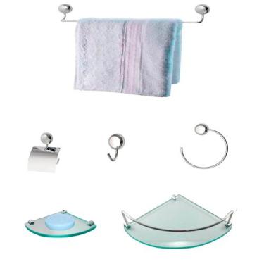 Imagem de Kit Para Banheiro Gana Premium Vidro Modelado Incolor - J.A