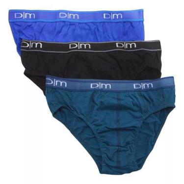 Imagem de kit 3 Cuecas Slip Algodao Elastico Aparente Dom Marco 6065, M, Sortido