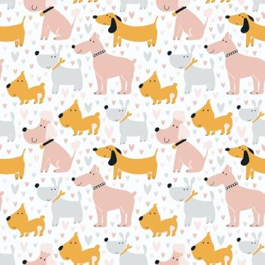 Imagem de CHIHUT Papel de parede de cachorro fofo, adesivo removível, autoadesivo, de desenho animado, decoração de parede, mural para berçário, sala de aula, papel de parede de animais engraçados para quarto,