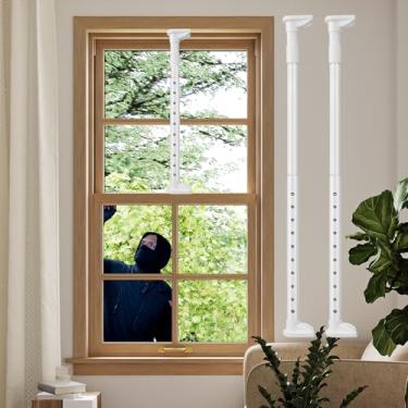 Imagem de Fechaduras de janela para janelas para cima e para baixo (branco, 2 conjuntos) para privacidade e segurança da janela da cabine - Ajustáveis de 45,7 a 76,2 cm, barras de segurança para janelas -