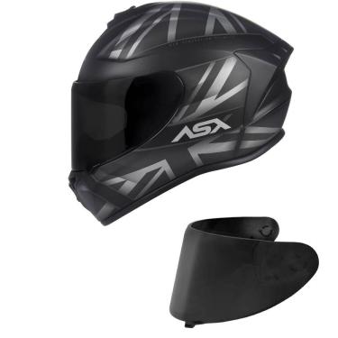 Imagem de Capacete ASX Draken UK Preto e Cinza Fosco Mais Viseira Fumê