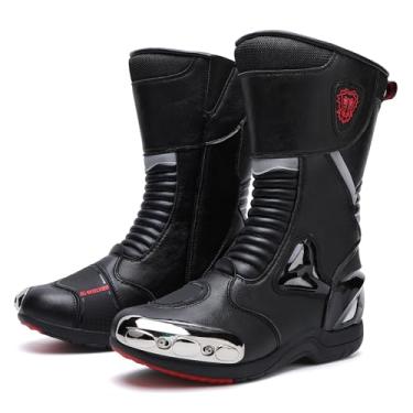 Imagem de Amor est vitae essentia Botas de combate para motociclistas, caminhadas e trabalho, fivela de freio, bota casual para motociclista, Preto, prata, 13 Women/13 Men