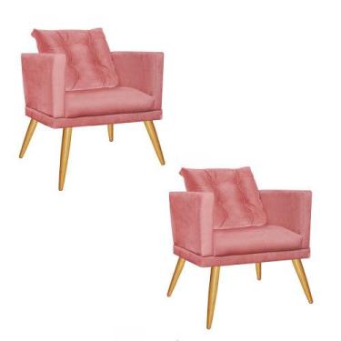 Imagem de Kit 02 Poltrona Cadeira Lucia Confort Com almofada Sala Recepção Escri