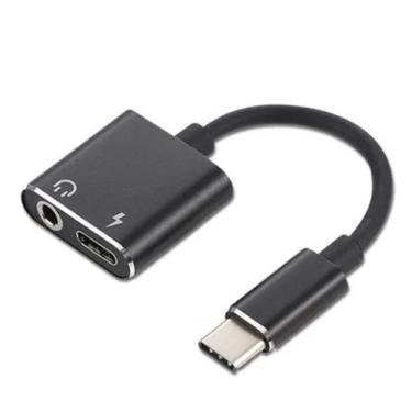 Imagem de Cabo Adptador Usb Tip-C Saída Dupla Carga Fone P2 Bom - Alex Cba MT
