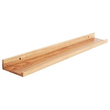 Imagem de Divisória flutuante de madeira maciça de carvalho prateleira flutuante prateleira de parede criativa em forma de U prateleiras de exibição para sala de estar, escritório, quarto, banheiro, cozinha,