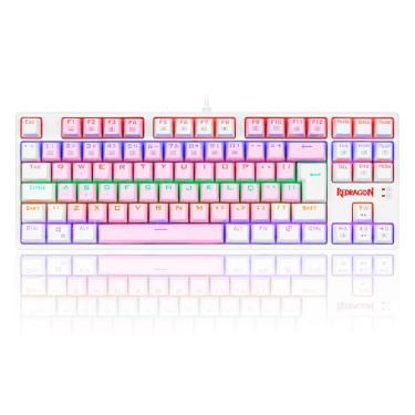 Imagem de Teclado Mecânico Gamer Redragon Daska ABNT2 Rainbow Switch Marrom Rosa e Branco - K576PW-R PT-BROWN