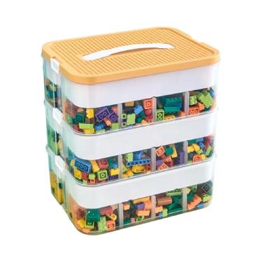 Imagem de Organizador de brinquedos caixa de armazenamento de plástico para Lego bloco de construção empilhável caixa de organização de sala de jogos para Lego, jogos de tabuleiro, suprimentos de artesanato