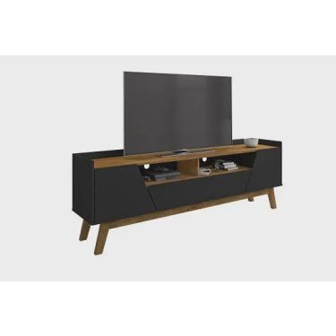 Imagem de Rack bechara florença 1,8 2 portas 1 gaveta preto fosco/naturale