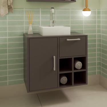 Imagem de Gabinete de Banheiro com Cuba Eduarda I 1 pt 1 gv Grafite