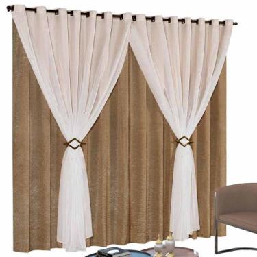 Imagem de Cortina Cetim Voil Cecília 3,00x2,50 sala ou quarto - RIFFO STORE, Ave