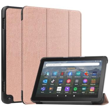 Imagem de Kepuch Custer Capas para Fire HD 8 12th 2024 2022 / Fire HD 8 2020 / HD 8 Plus 2020 / HD 8 Kids 10th 2020,Couro-PU Bolsas Estojos - Rose Ouro