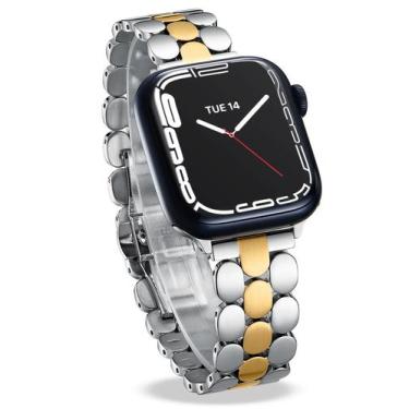 Imagem de Pulseira de relógio Memori Planet em aço inoxidável bicolor Apple Watc