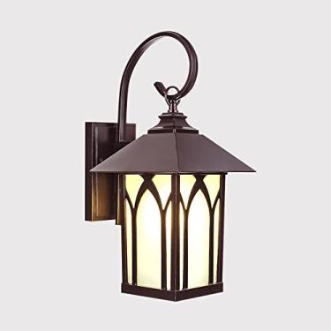 Imagem de Luminária de parede externa à prova d'água, luminária de parede para varanda, suporte de parede, caixa de alumínio marrom, luminárias de parede externas com vidro para jardim, garagem, porta